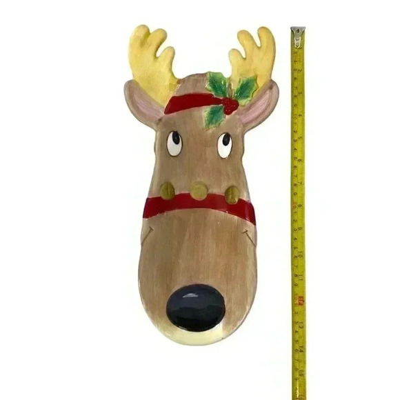 Fitz and Floyd Snack Therapy Christmas Reindeer Serving Plate Tray Wall Decor - Picture 8 of 12